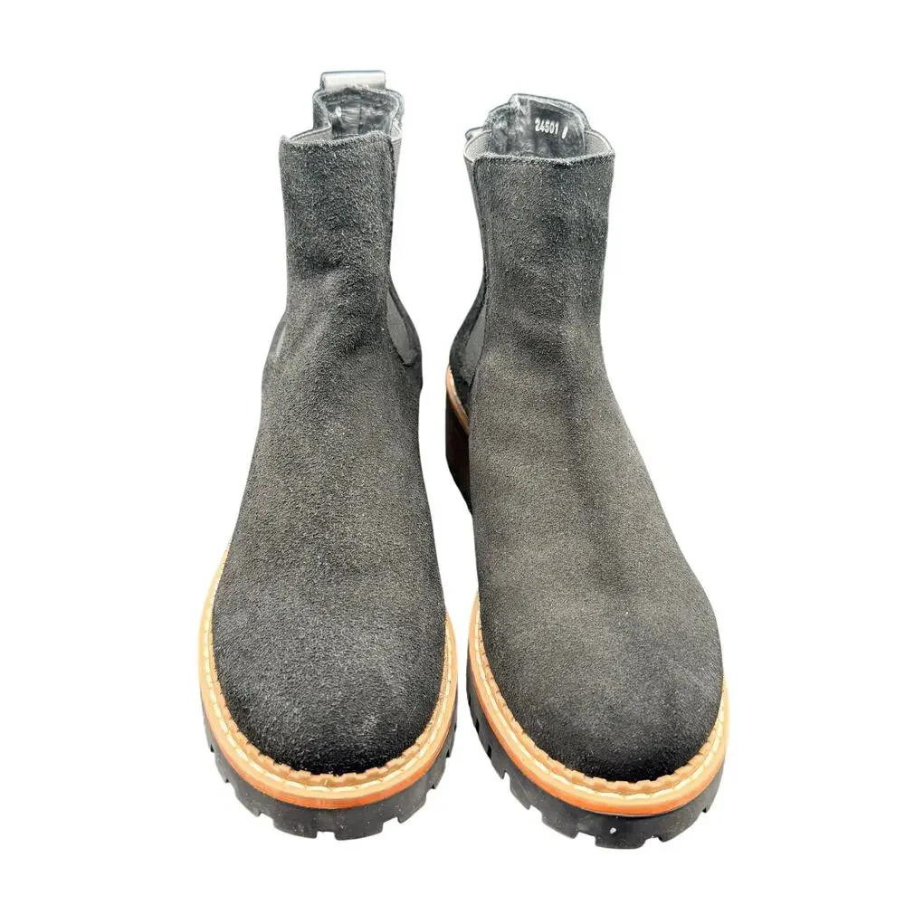 Bertuchi Suede Chelsea Ankle Boots Lug Sole Block Heel EU 39 US 8 8.5